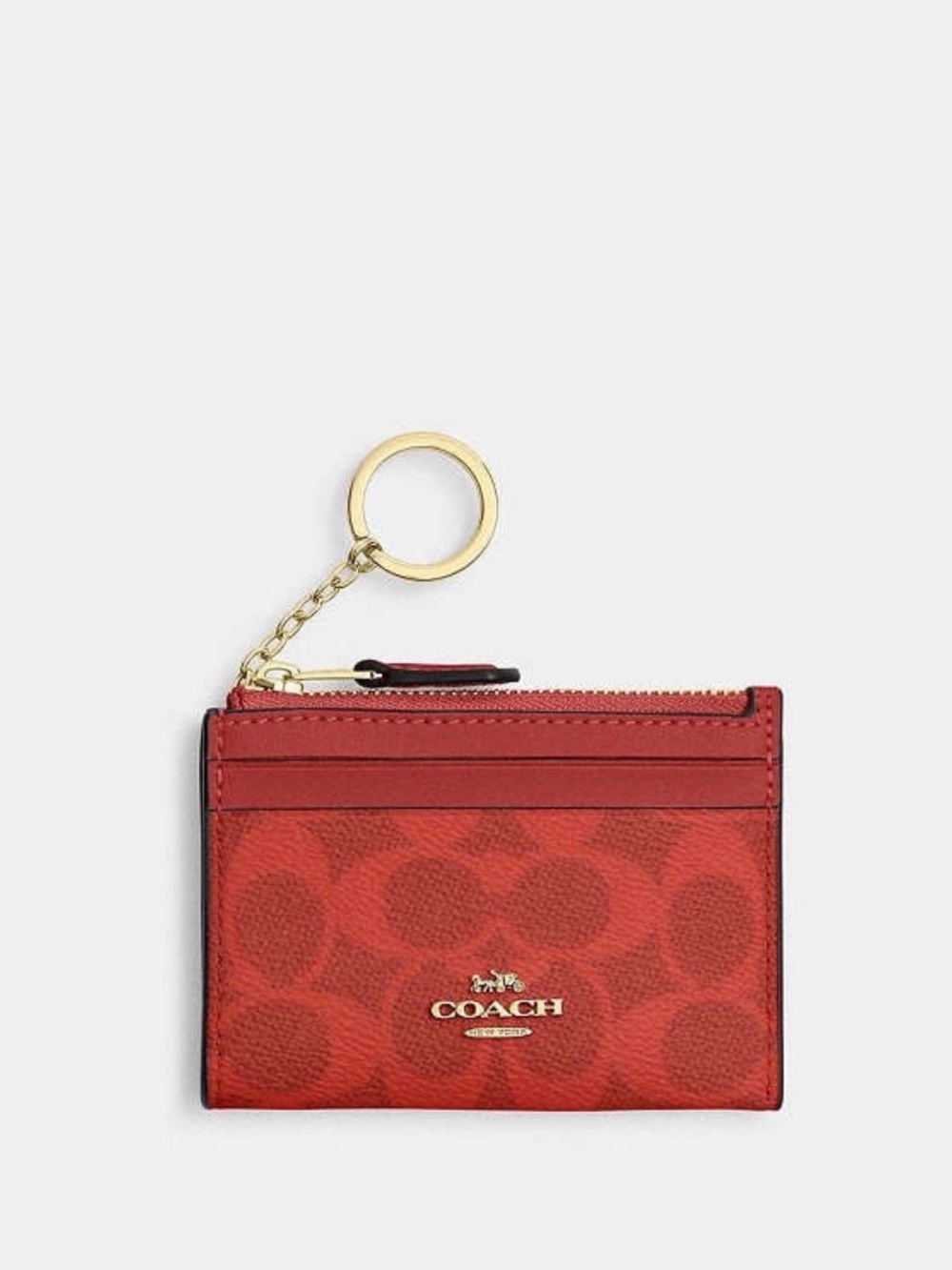 NWT Coach Mini Skinny Id Case In Signature Canvas CW870 crimson red